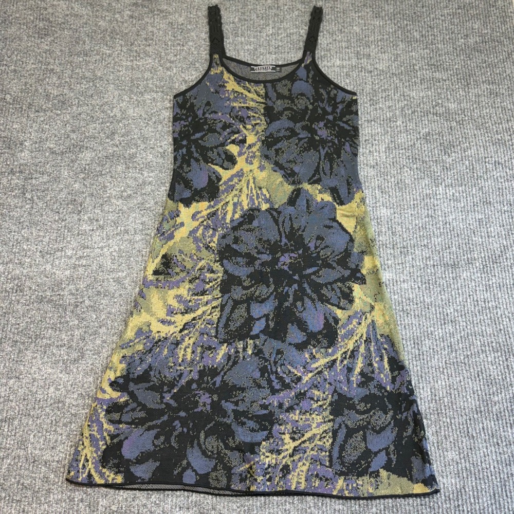 Peruvian Connection Midi Dress Floral Low Cut 100% Pima Cotton Medium Petite‎